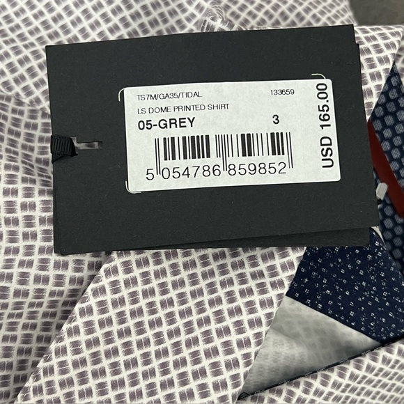 NWT Ted Baker Tidal Dome Printed Long Sleeve Shirt Grey size 3 Medium - Picture 10 of 11